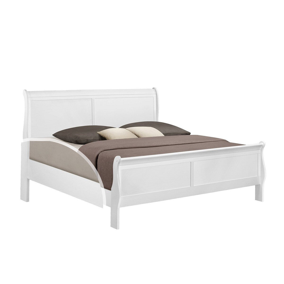 Sleigh Design Wooden King Size Headboard and Footboard, White