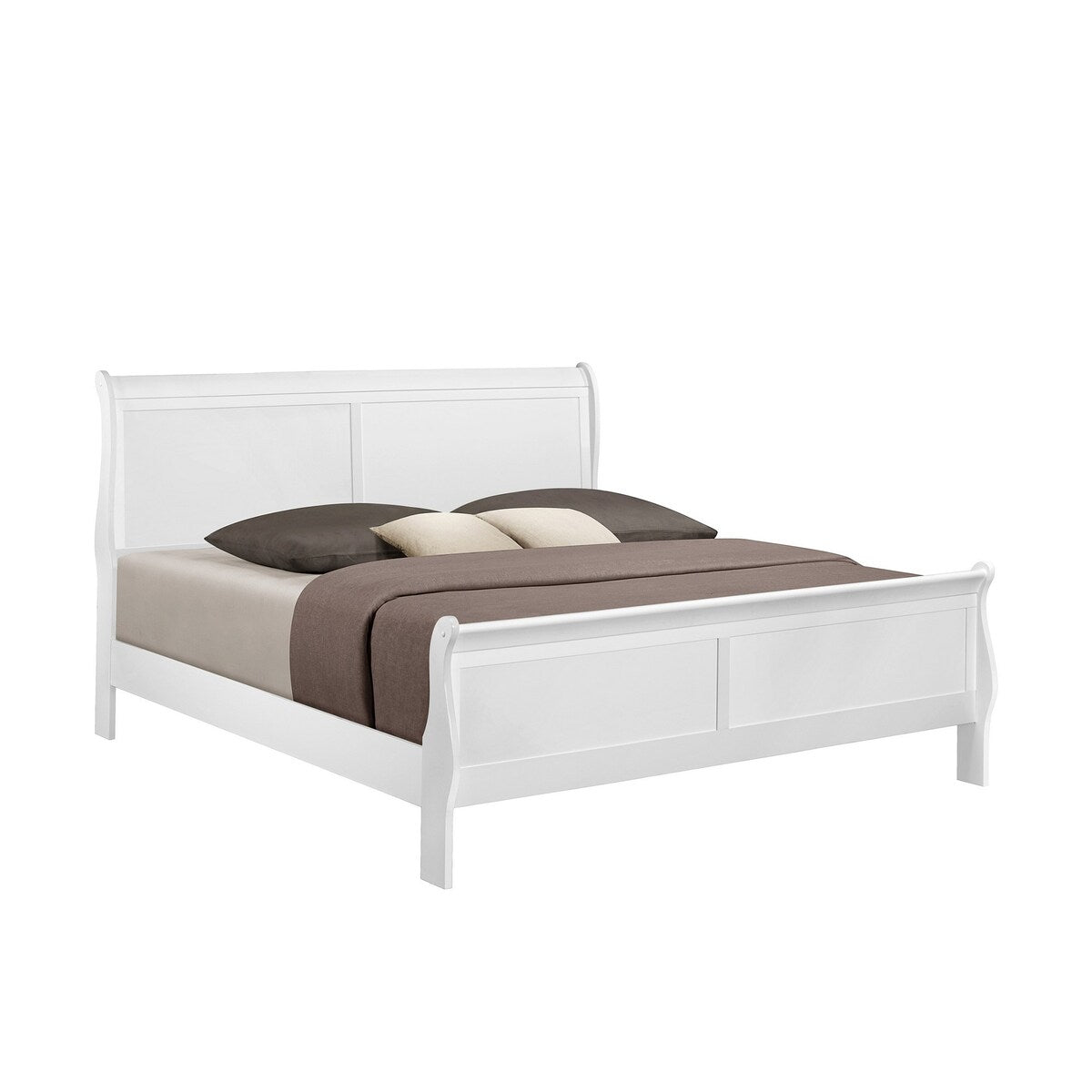 Sleigh Design Wooden King Size Headboard and Footboard, White