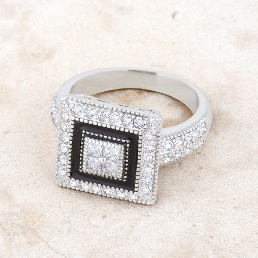 Shira 0.7Ct Cz Rhodium Antique Ring