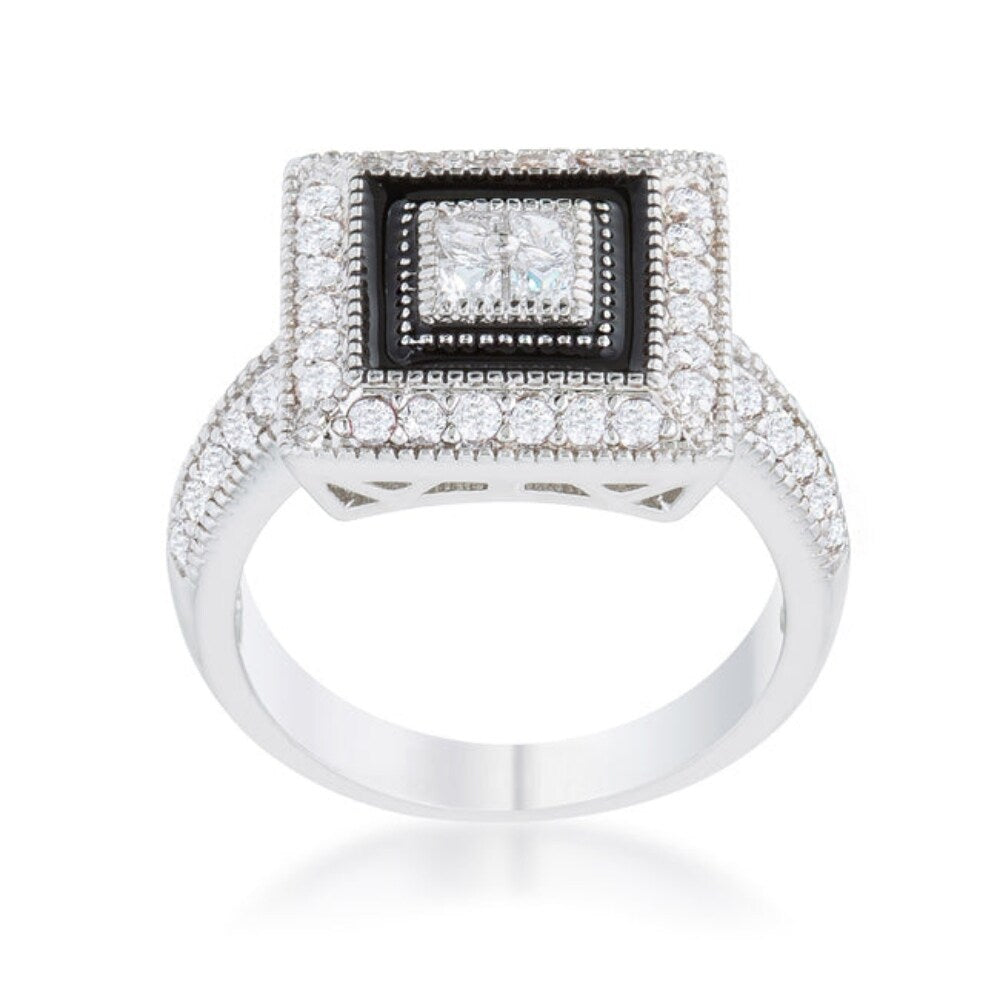 Shira 0.7Ct Cz Rhodium Antique Ring