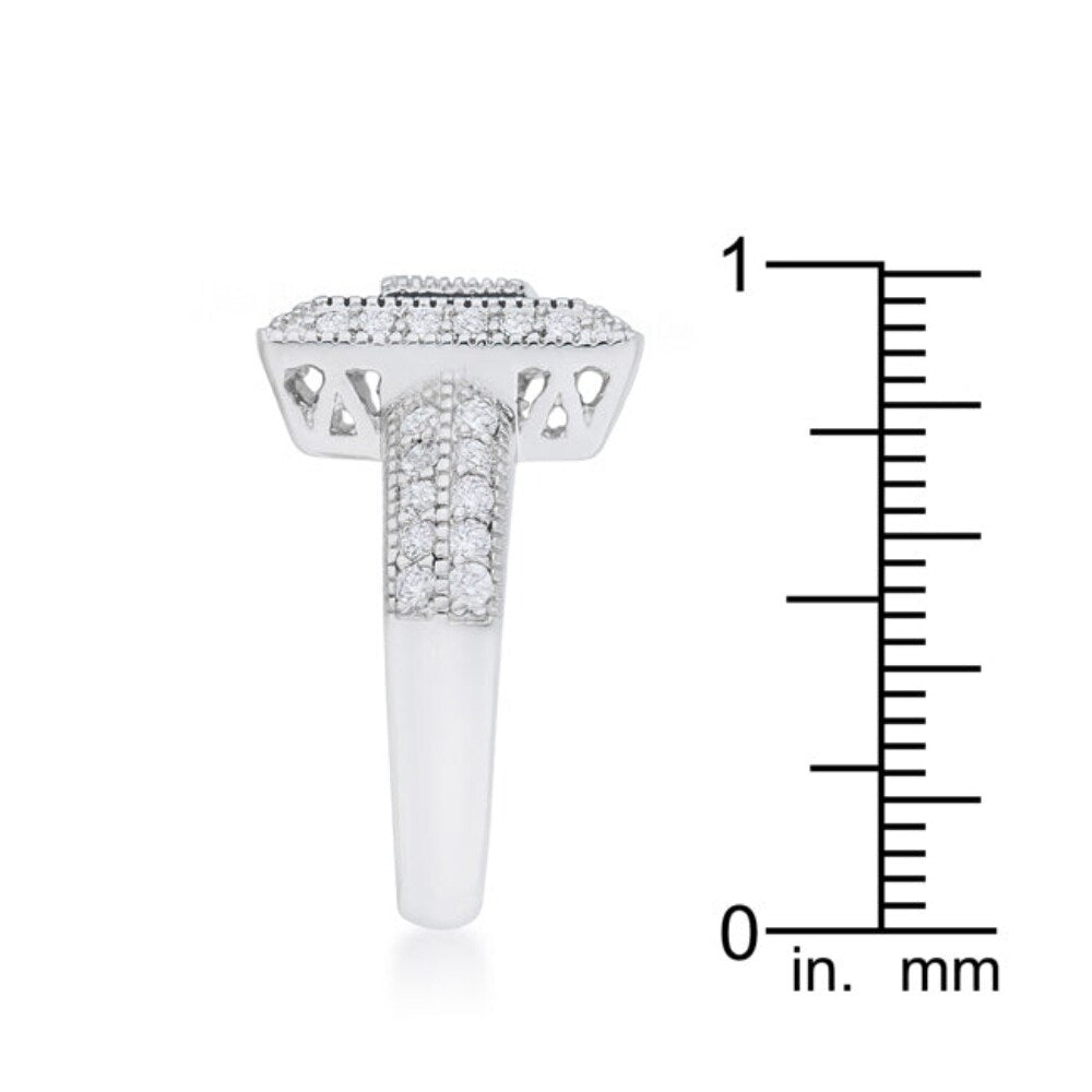 Shira 0.7Ct Cz Rhodium Antique Ring