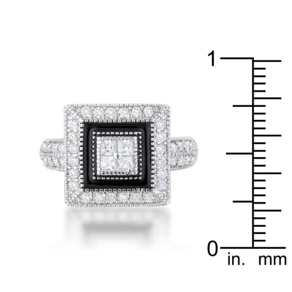 Shira 0.7Ct Cz Rhodium Antique Ring