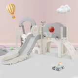 Slide and Swing Set 7 in 1, Kids Playground Climber Slide Playset with Basketball Hoop Freestanding Combination for Babies
