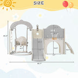 Slide and Swing Set 7 in 1, Kids Playground Climber Slide Playset with Basketball Hoop Freestanding Combination for Babies