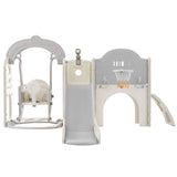 Slide and Swing Set 7 in 1, Kids Playground Climber Slide Playset with Basketball Hoop Freestanding Combination for Babies