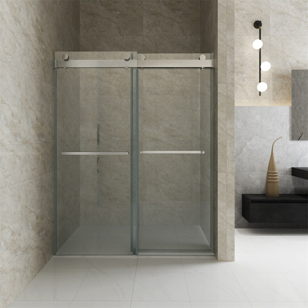 Sliding Frameless Soft-Close Shower Door with Premium Tampered Glass