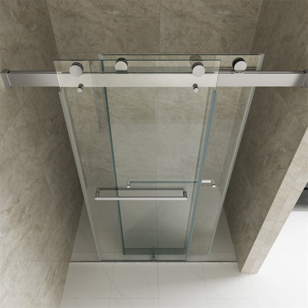 Sliding Frameless Soft-Close Shower Door with Premium Tampered Glass