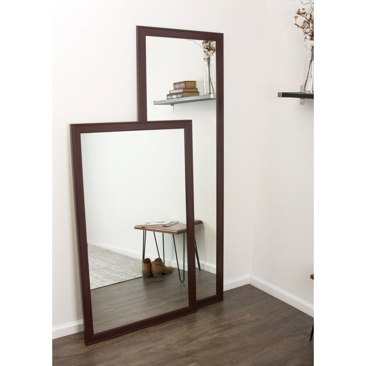 Slim Dark Brown Accent Mirror
