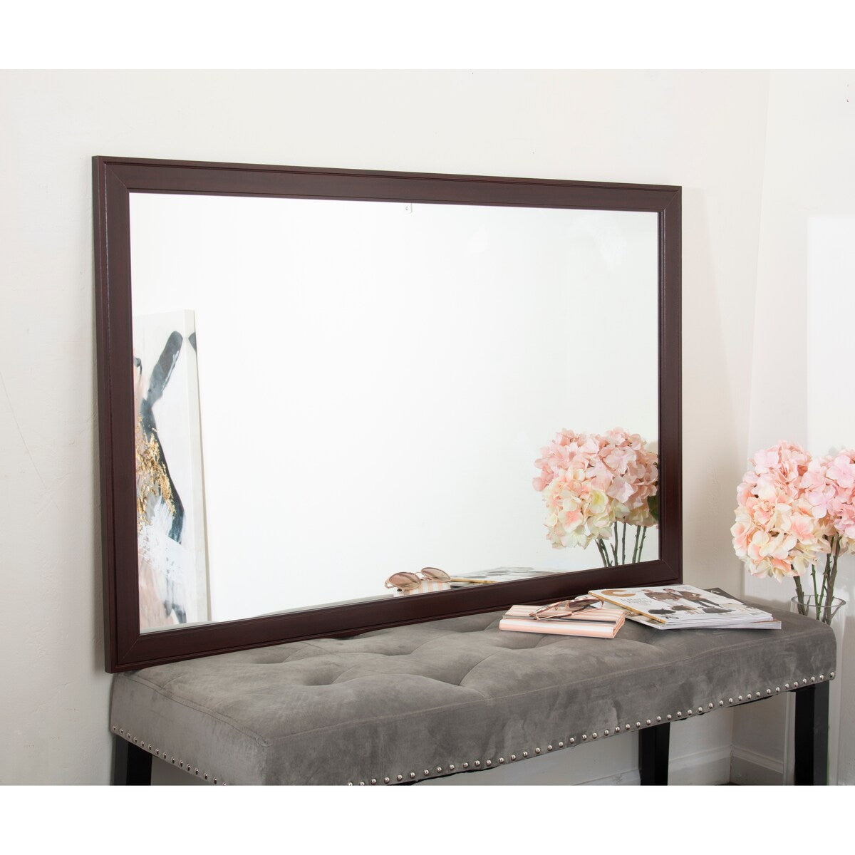Slim Dark Brown Accent Mirror