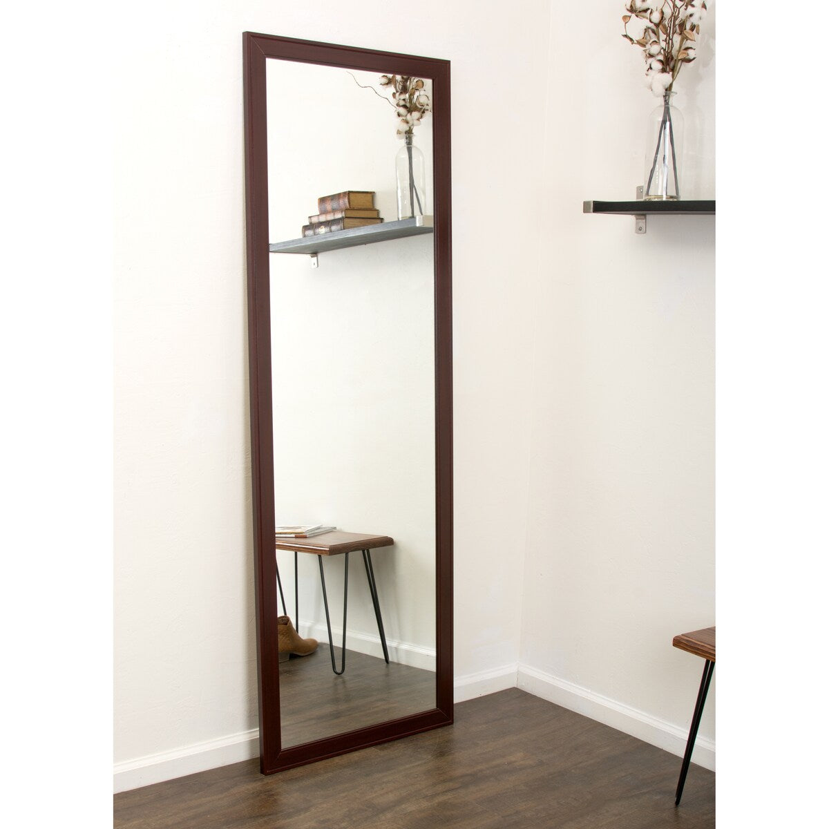 Slim Dark Brown Accent Mirror