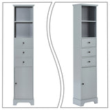 Slim Tall Bathroom Storage Cabinet with an Open Shelf, Three Drawers and a Cabinet
