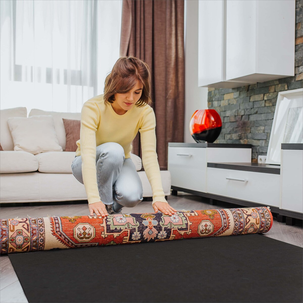 Slip-Stop Premium Low Profile Non Slip Rug Pad Gripper 2X3 FT - Black