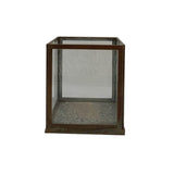 Small Aged Antique Candle Holder Iron & Glass H 7" - AGED ANTIQUE