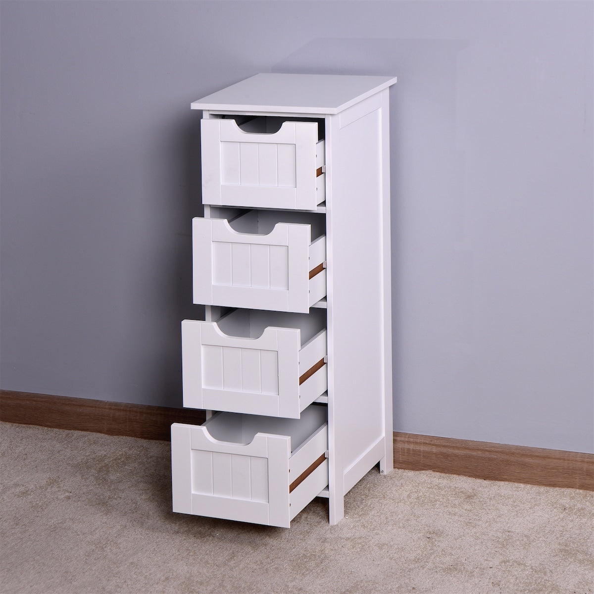 Small Bathroom Storage Cabinet,Freestanding Cabinet Bathroom Cabinet with 4 Drawers - White