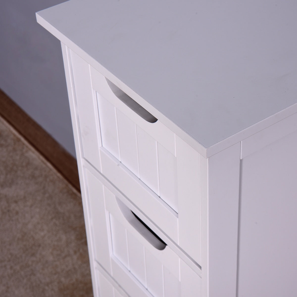 Small Bathroom Storage Cabinet,Freestanding Cabinet Bathroom Cabinet with 4 Drawers - White