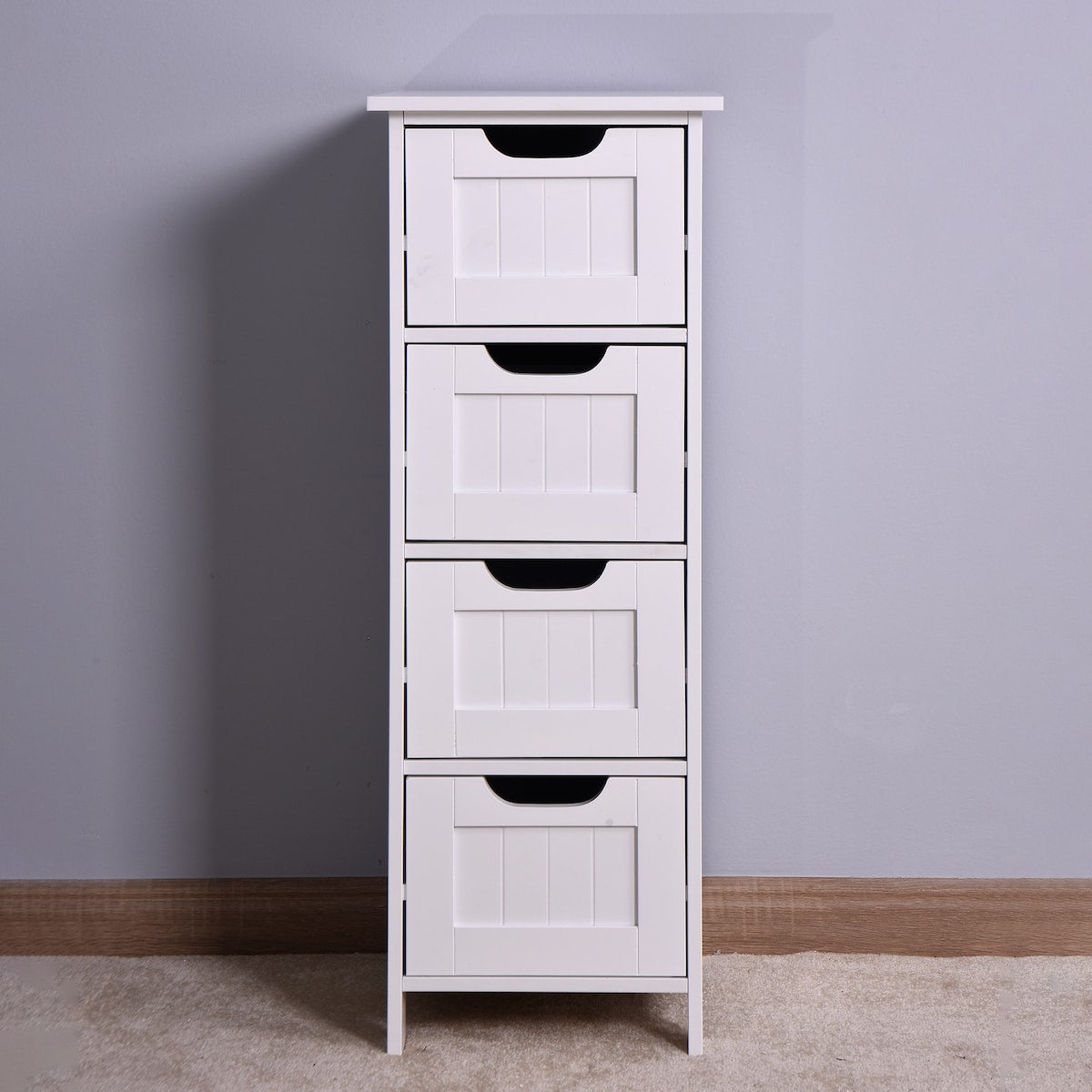 Small Bathroom Storage Cabinet,Freestanding Cabinet Bathroom Cabinet with 4 Drawers - White