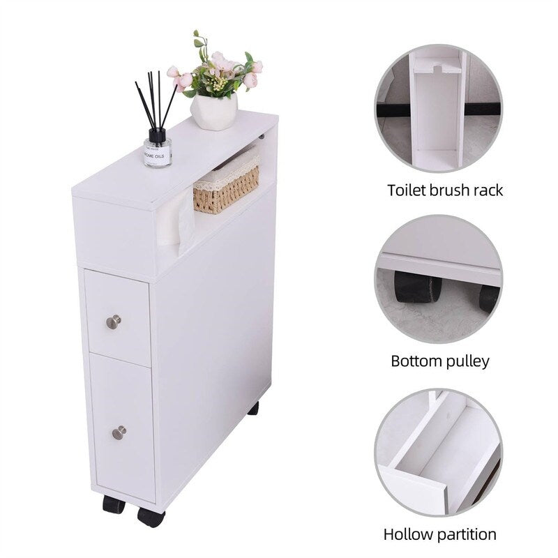 Small Bathroom Storage Cabinet - 6.3"D x 20.5"W x 25.6"H