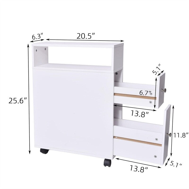 Small Bathroom Storage Cabinet - 6.3"D x 20.5"W x 25.6"H