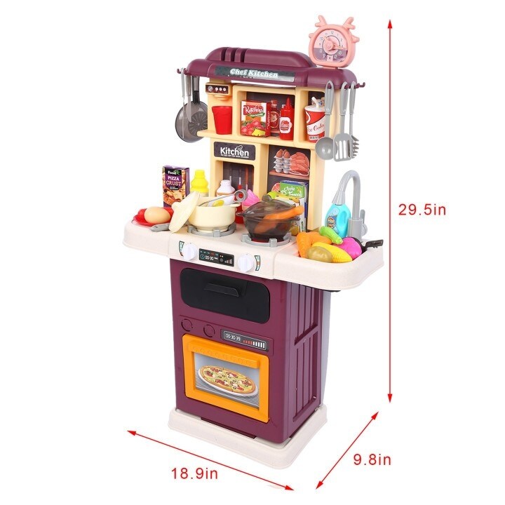 Small Kitchen Toy Set, Children'S Toy Kitchen, with Realistic Lights and Sounds, Simulation Spray