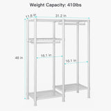 Small Metal Clothes Rack with 2 Hanging Rod - ‎11.8"D x 31.2"W x 48"H