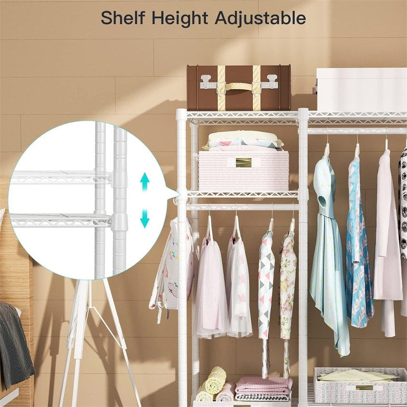 Small Metal Clothes Rack with 2 Hanging Rod - ‎11.8"D x 31.2"W x 48"H