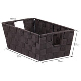 Small Polyester Woven Strap Open Bin, Brown