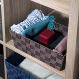 Small Polyester Woven Strap Open Bin, Brown