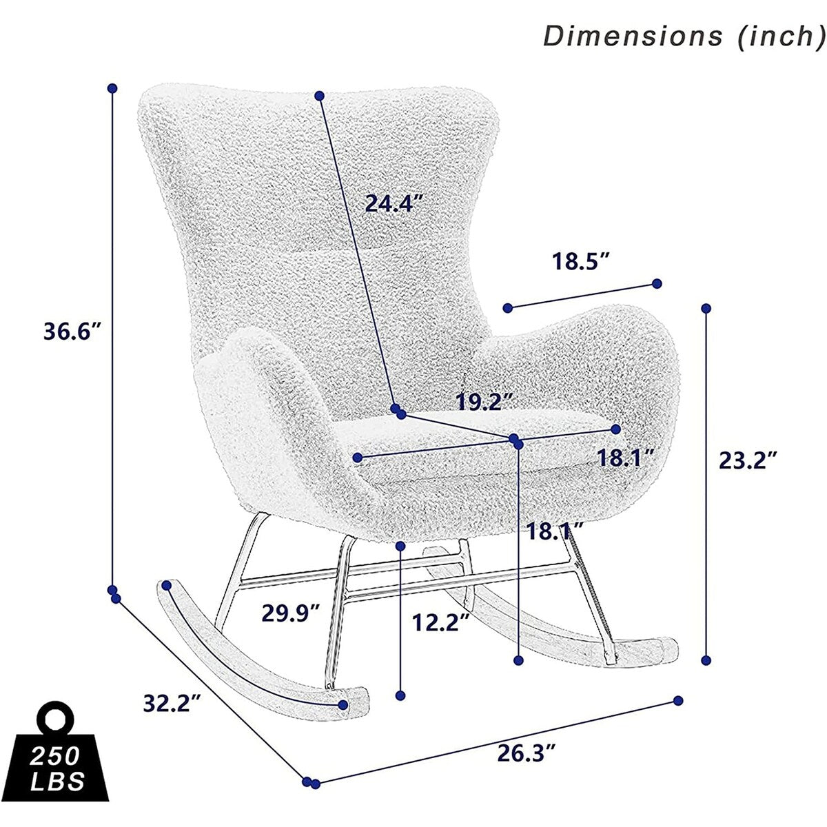 Small Rocking Accent Chair, Uplostered Glider Rocker Armchair