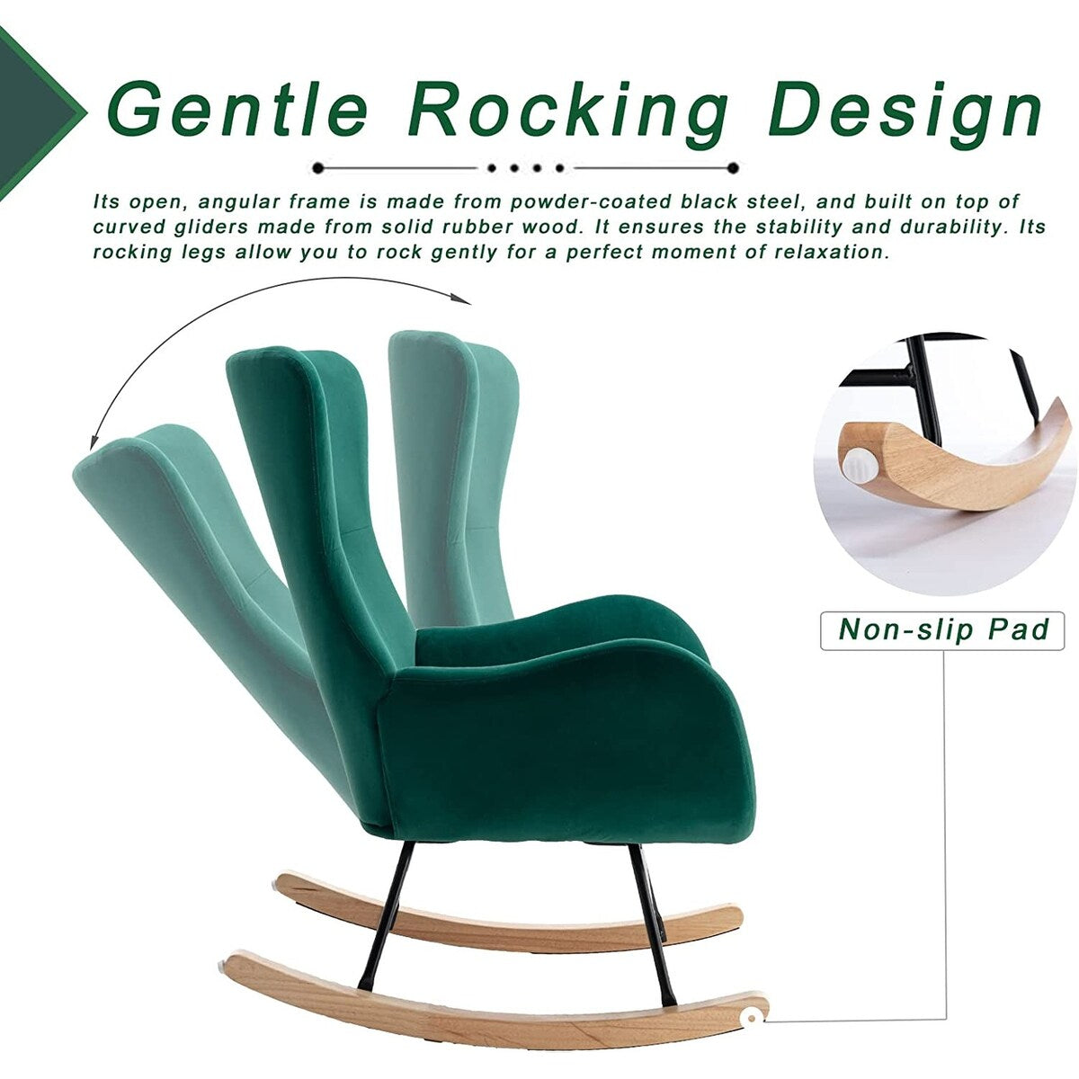 Small Rocking Accent Chair, Uplostered Glider Rocker Armchair