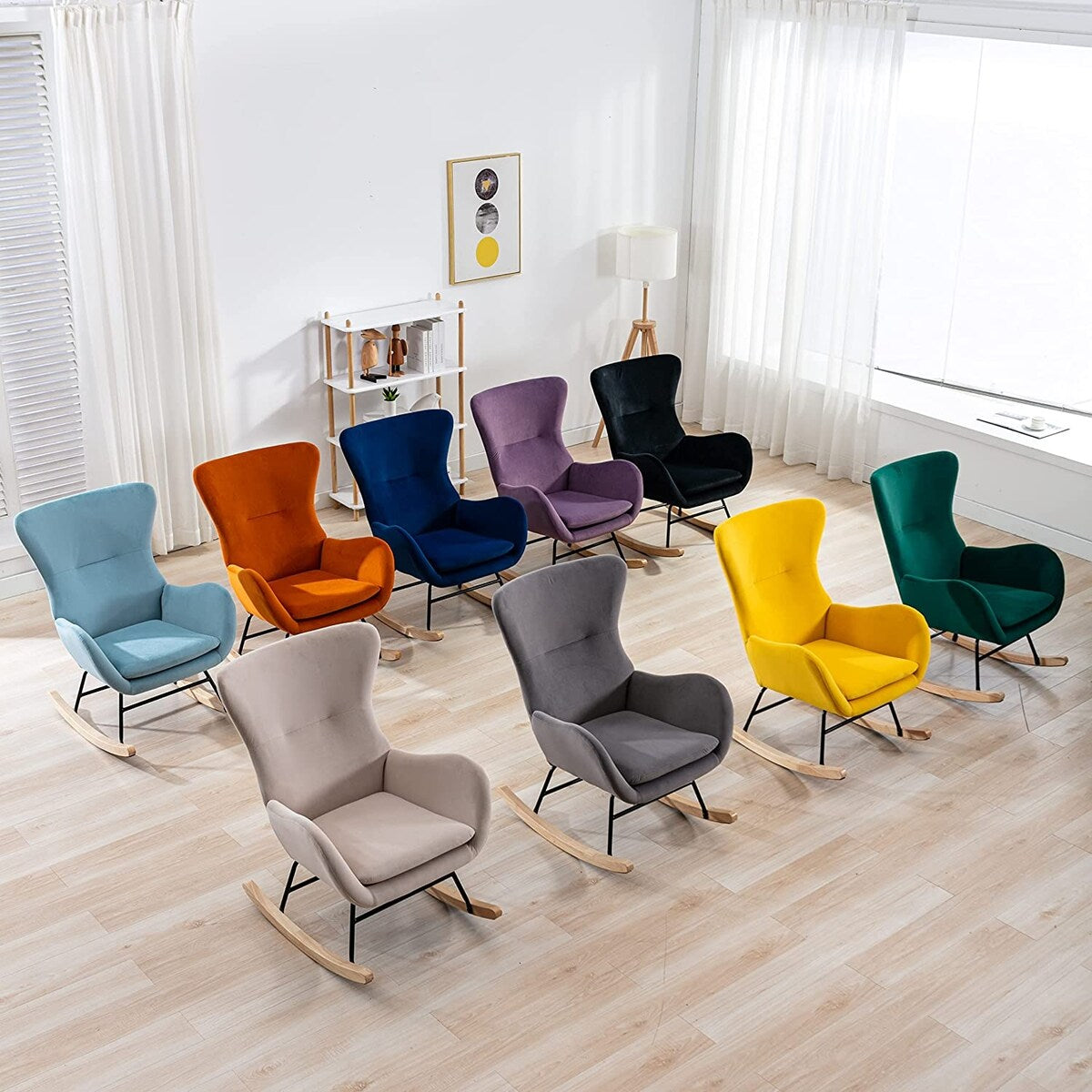 Small Rocking Accent Chair, Uplostered Glider Rocker Armchair