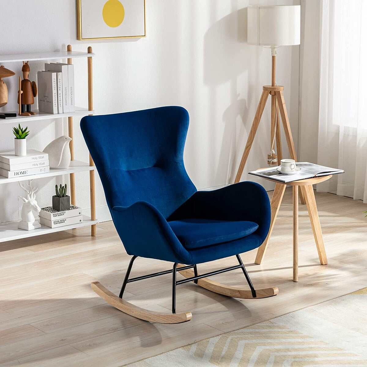 Small Rocking Accent Chair, Uplostered Glider Rocker Armchair
