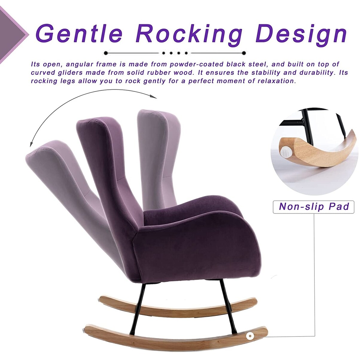 Small Rocking Accent Chair, Uplostered Glider Rocker Armchair
