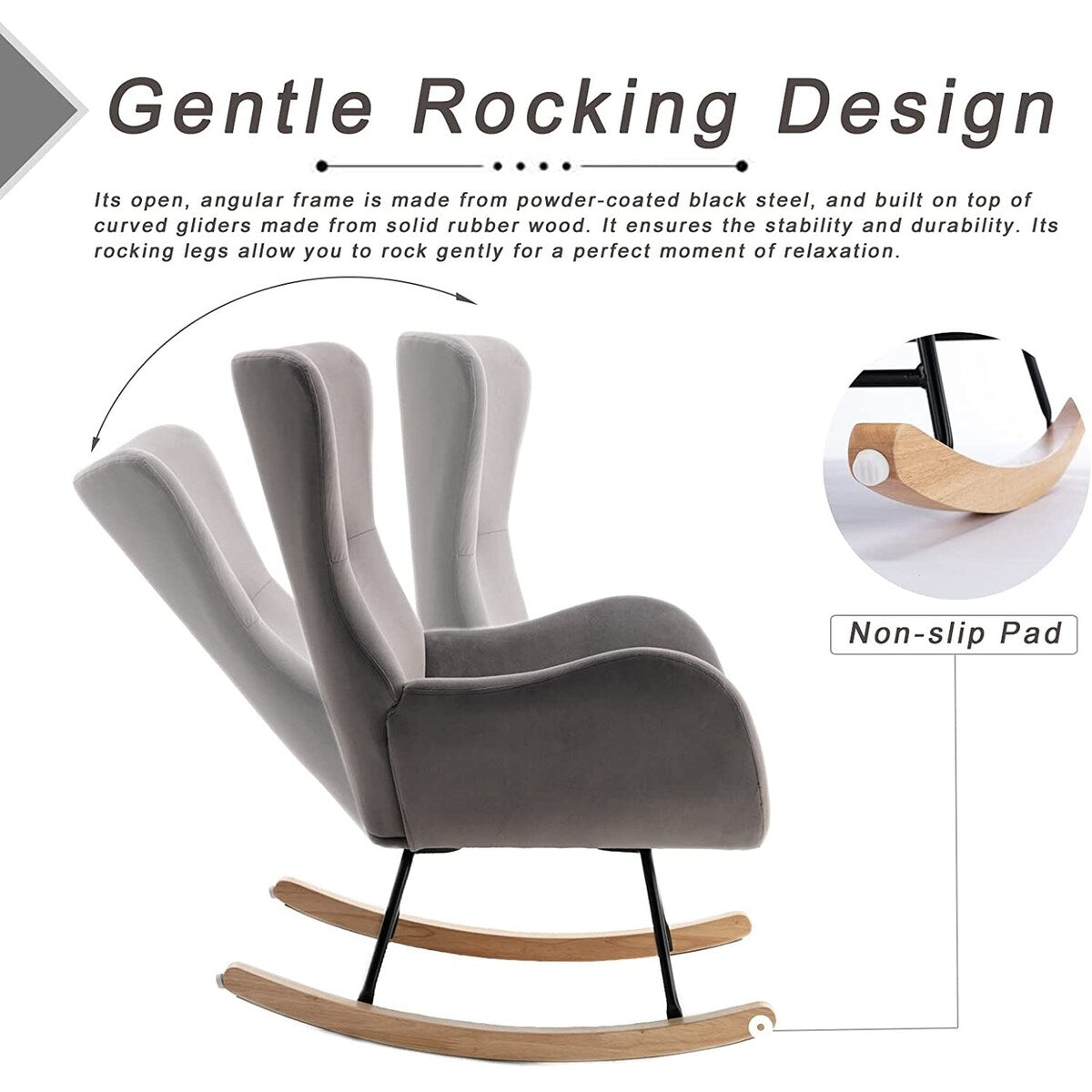 Small Rocking Accent Chair, Uplostered Glider Rocker Armchair