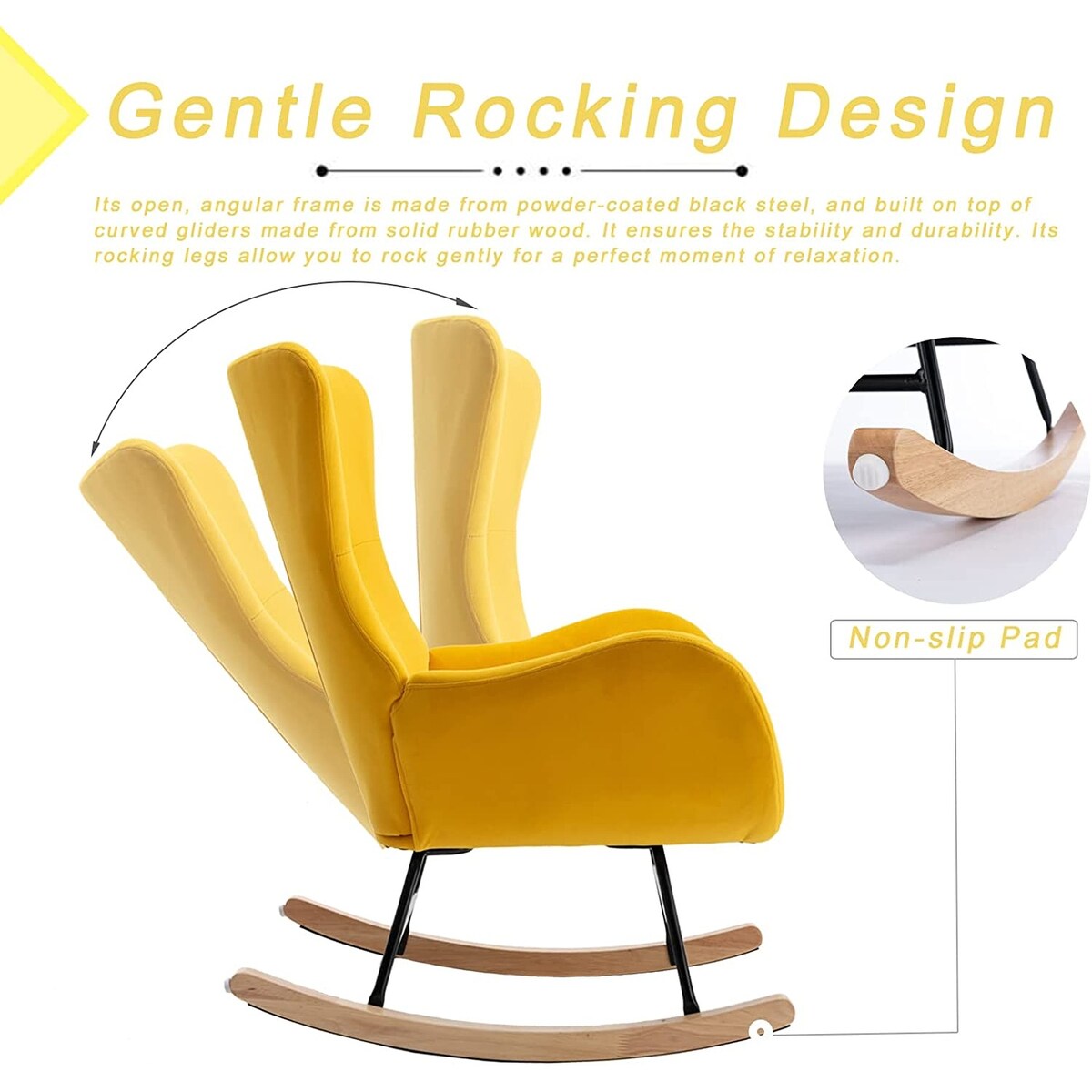 Small Rocking Accent Chair, Uplostered Glider Rocker Armchair