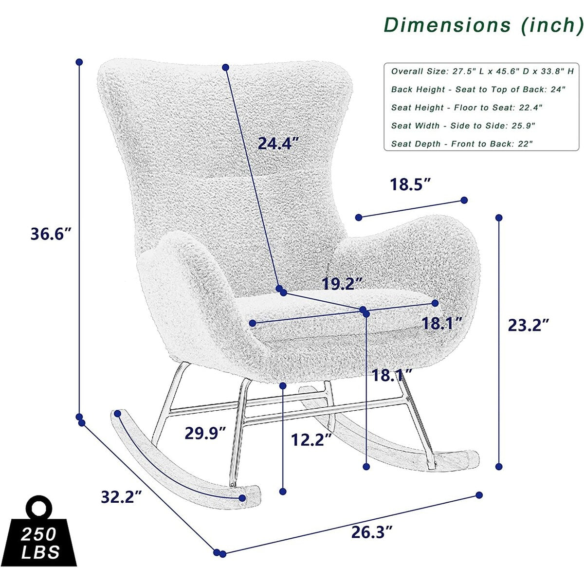 Small Rocking Accent Chair, Uplostered Glider Rocker Armchair