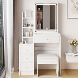 Small Size Left Bedside Cabinet Vanity Table + Cushioned Stool