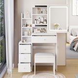 Small Size Left Bedside Cabinet Vanity Table + Cushioned Stool