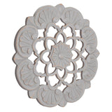 Small Traditional Hand-Carved India Wood Accent Medallion - Grey (16")