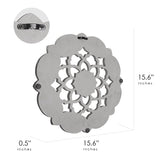 Small Traditional Hand-Carved India Wood Accent Medallion - Grey (16")
