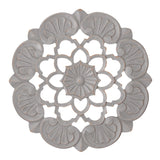 Small Traditional Hand-Carved India Wood Accent Medallion - Grey (16")