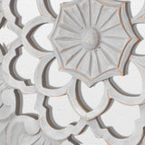 Small Traditional Hand-Carved India Wood Accent Medallion - Grey (16")