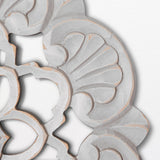 Small Traditional Hand-Carved India Wood Accent Medallion - Grey (16")