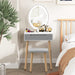 Small Vanity Desk with Mirror and Lights,Makeup Vanity Set with Chair and Drawers for Small Space, Bedroom with Light
