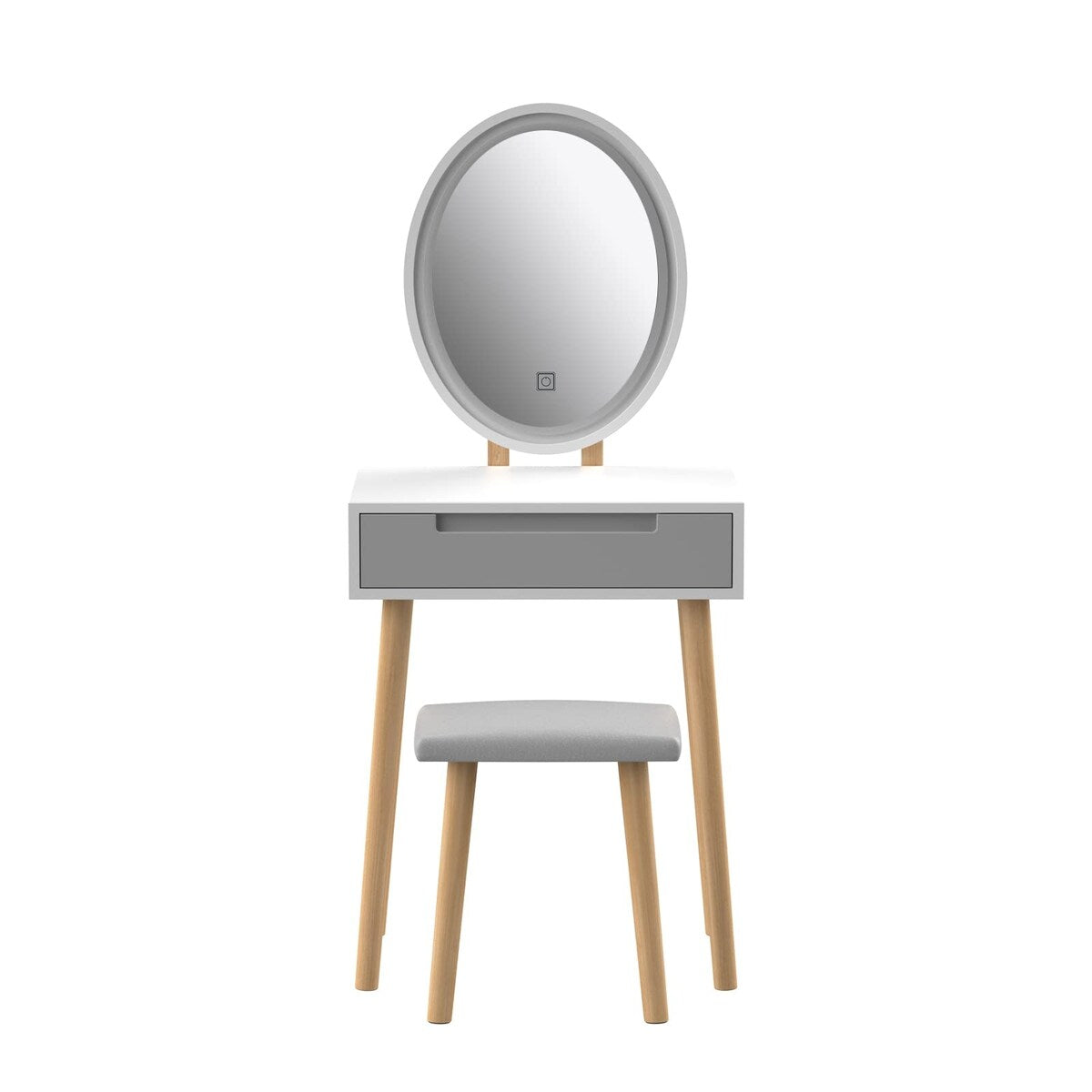 Small Vanity Desk with Mirror and Lights,Makeup Vanity Set with Chair and Drawers for Small Space, Bedroom with Light
