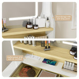 Small Vanity Desk with Mirror and Lights,Makeup Vanity Set with Chair and Drawers for Small Space, Bedroom with Light