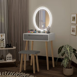 Small Vanity Desk with Mirror and Lights,Makeup Vanity Set with Chair and Drawers for Small Space, Bedroom with Light