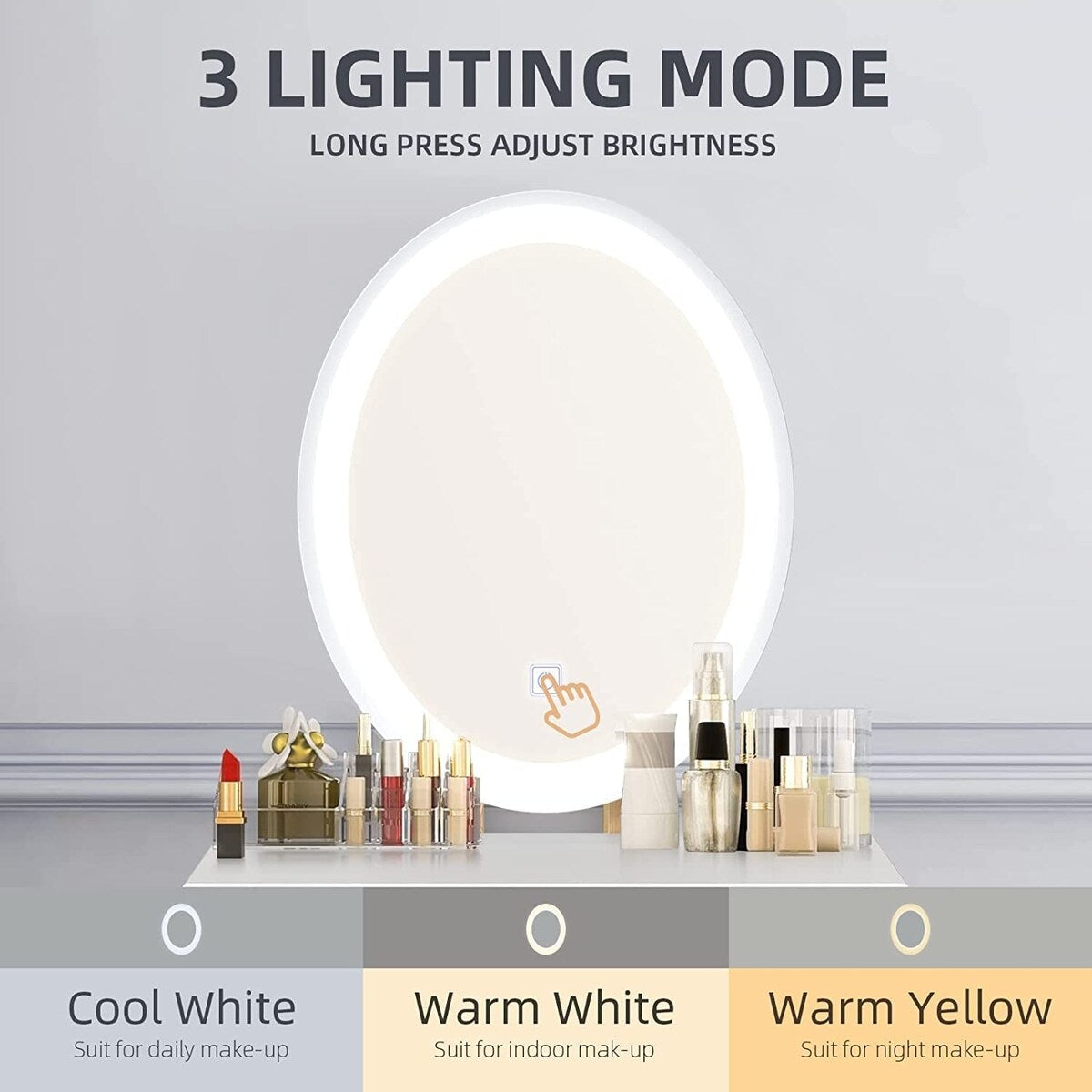 Small Vanity Desk with Mirror and Lights,Makeup Vanity Set with Chair and Drawers for Small Space, Bedroom with Light