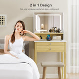 Small Vanity Desk with Mirror and Lights,Makeup Vanity Set with Chair and Drawers for Small Space, Bedroom with Light