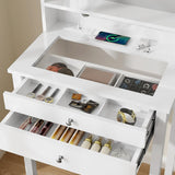 Small Vanity Desk with Mirror and Lights,Makeup Vanity Set with Chair and Drawers for Small Space, Bedroom with Light