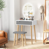 Small Vanity Desk with Mirror and Lights,Makeup Vanity Set with Chair and Drawers for Small Space, Bedroom with Light